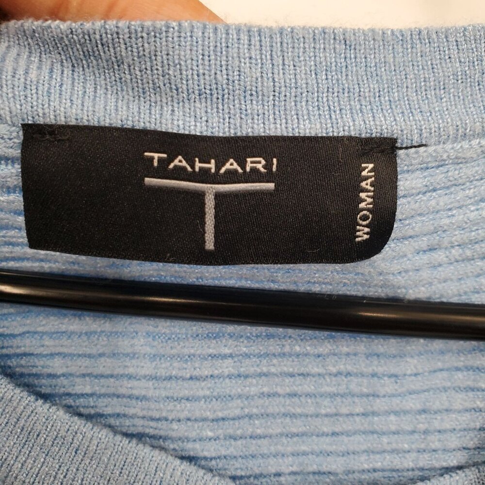 T Tahari Snap Detail Sleeve Knit Ribbed Sweater Top Women Size Plus 1X NWT Blue - Picture 6 of 16